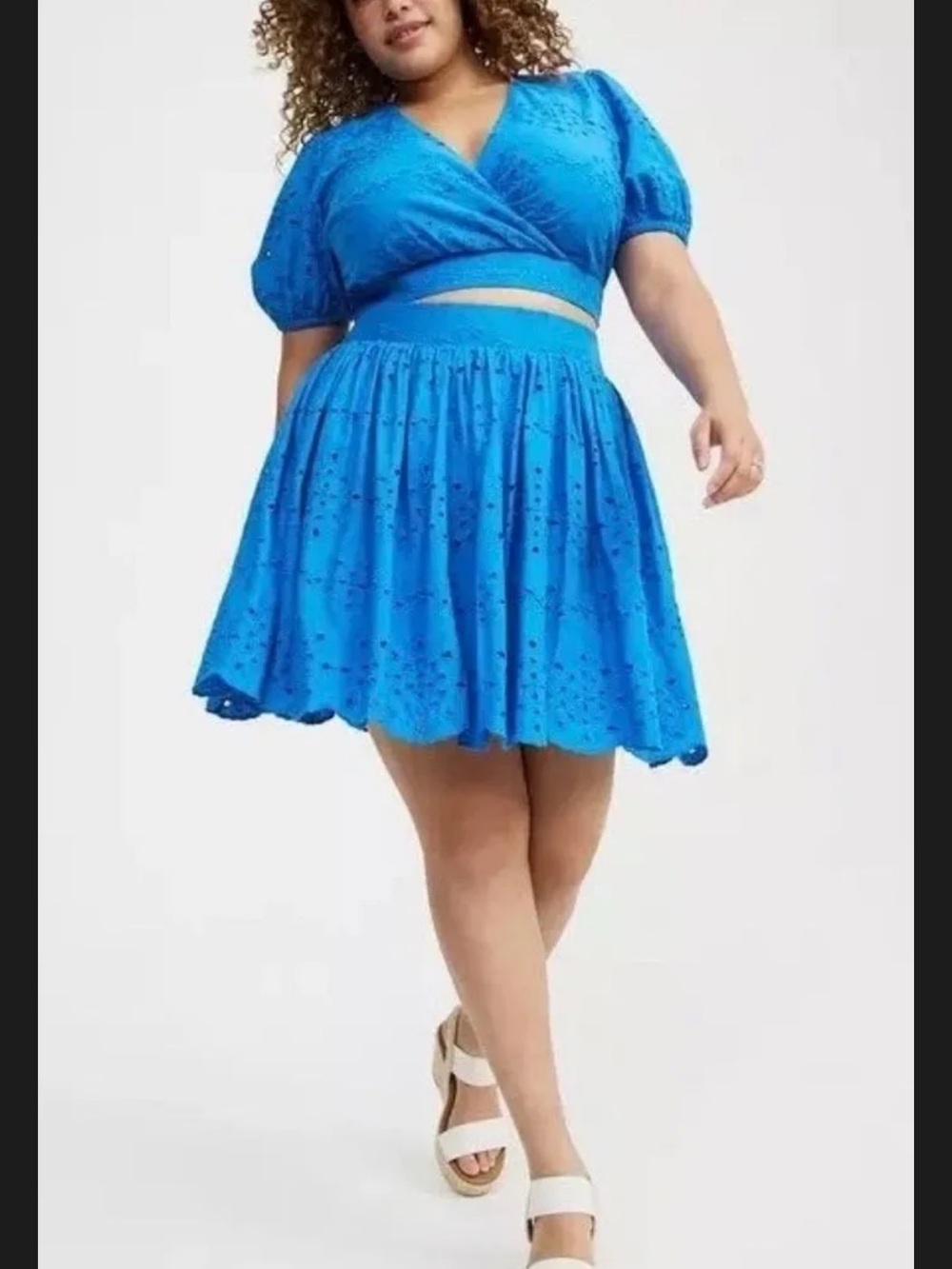 NWT Torrid Surplice Scallop Mini Skirt Set